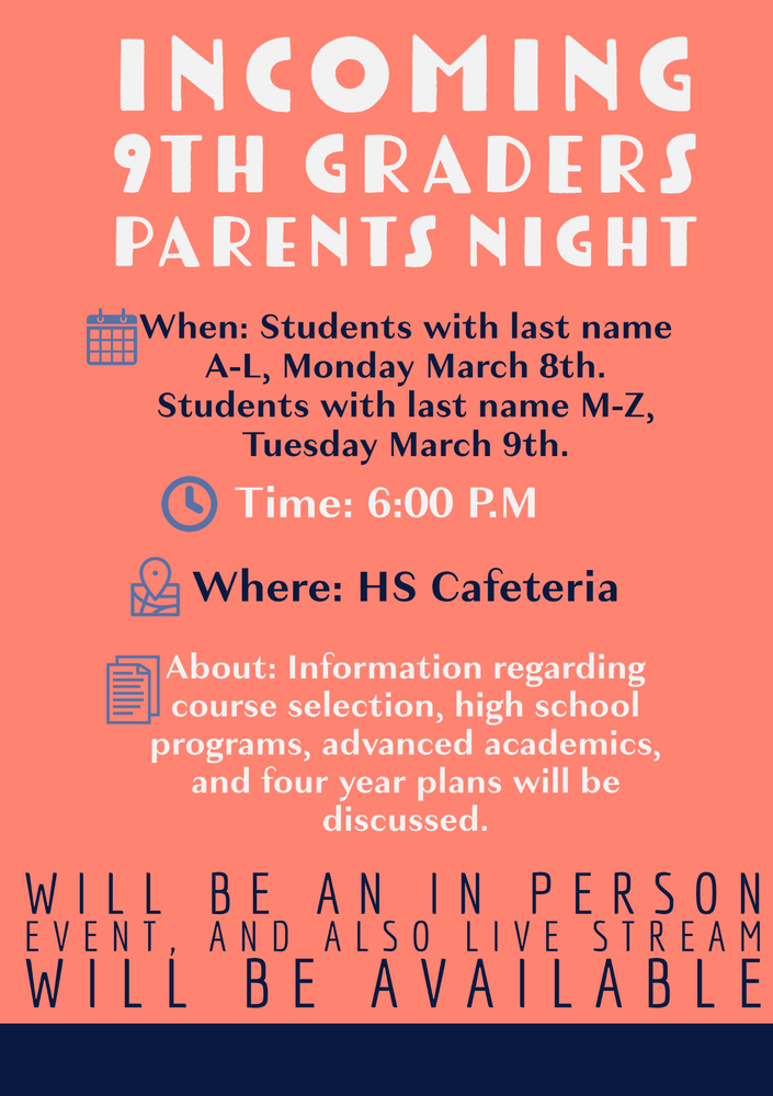 Incoming 9th Grade Parents Night (Zoom Link is Posted Below)