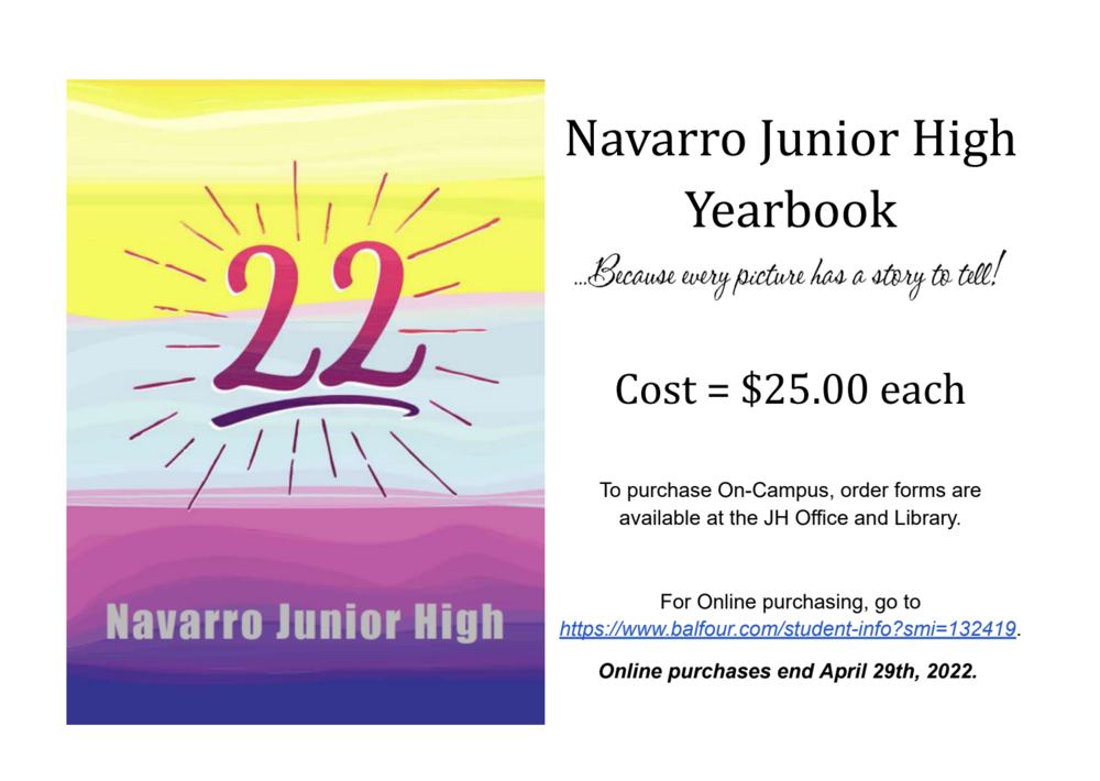 Buy Your NJH Yearbook! 